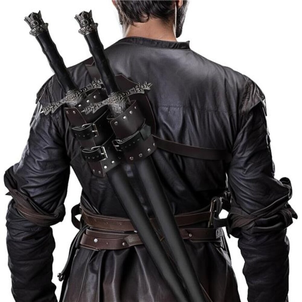 Medieval Leather Back Sword Shoulder Sheath Holster Renaissance Warrior Costume